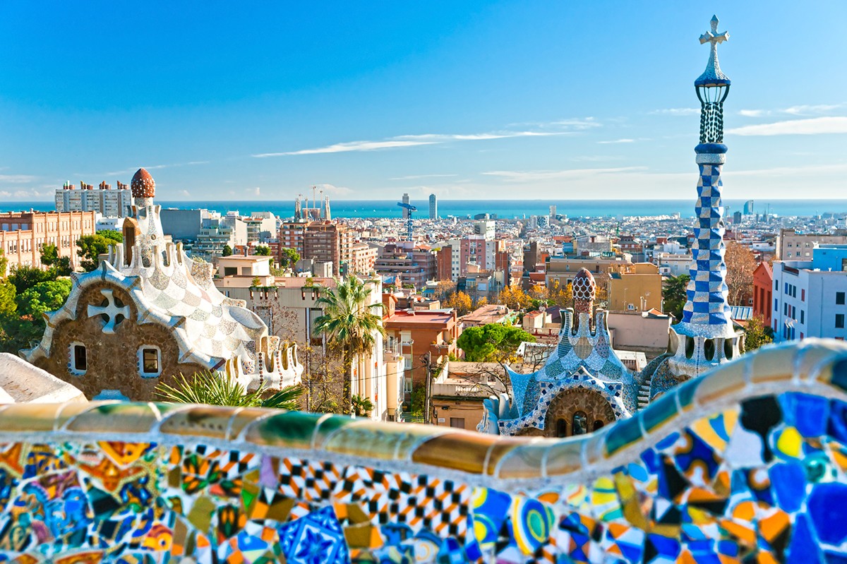 Park-Guell-overlooking-the-city-of-Barcelona-Spain.